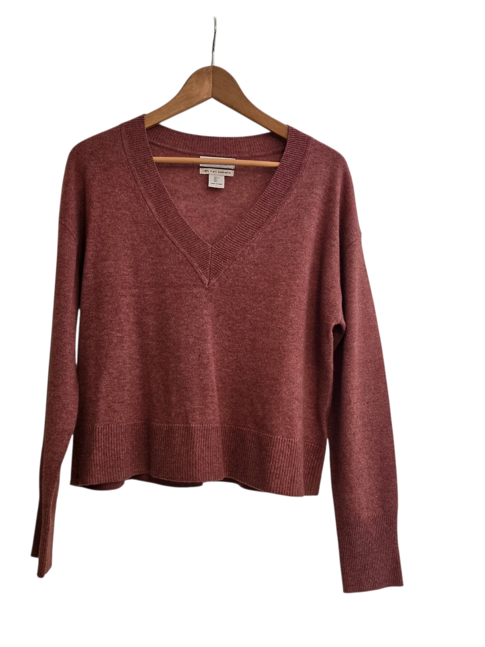 Cashmere Sweater in Dusty Rose V Neck 2 ply